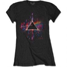 PINK FLOYD =T-SHIRT=  - TR DSOTM PINK SPLATTER -S- LADY BLACK